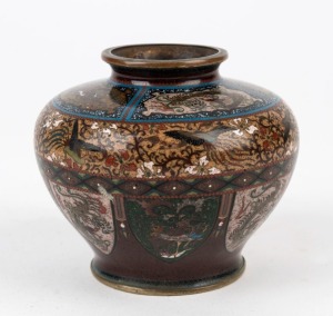 An antique Japanese cloisonne vase, Meiji period, 19th century, ​​​​​​​8cm high, 9cm wide