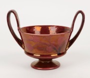 MOORCROFT ruby lustre glazed two handled bowl, incised "W. Moorcroft", ​​​​​​​14cm high, 18.5cm wide - 2