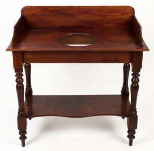 An antique Australian cedar and pine washstand with gallery back, circa 1870, 93cm high, 91cm wide, 48cm deep