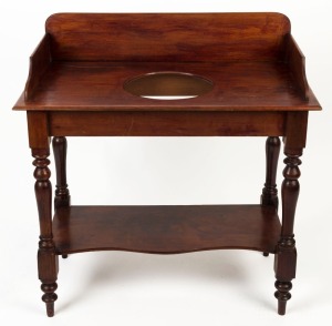 An antique Australian cedar and pine washstand with gallery back, circa 1870, ​​​​​​​93cm high, 91cm wide, 48cm deep