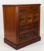 An antique Australian APPRENTICE chest of drawers, kauri pine. myrtle and blackwood, late 19th century, inscribed on reverse "Mrs P. Jackson, Sale", 52cm high, 44cm wide, 31cm deep - 2