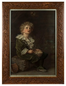 PEARS SOAP pair of antique lithograph&nbsp;prints in period oak frames, 86 x 64cm each overall