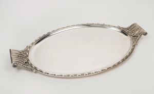 CHRISTOFLE French silver plated serving tray, early 20th century, 67cm across the handles