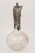 An antique English claret jug with silver plated mounts and acid etched cameo butterfly and floral decoration with remains of gilded highlights, 19th century, ​​​​​​​31cm high - 2