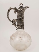 An antique English claret jug with silver plated mounts and acid etched cameo butterfly and floral decoration with remains of gilded highlights, 19th century, ​​​​​​​31cm high - 3