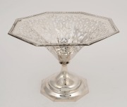 An English pierced sterling silver compote, made in Birmingham, circa 1905, 15cm high, 21cm wide, 306 grams