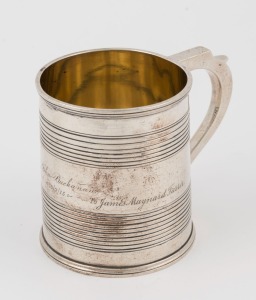 An antique Scottish silver mug with inscription, made in Edinburgh, circa 1814, 8cm high, 206 grams