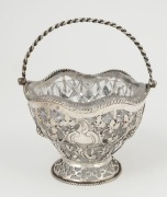 A Georgian sterling silver and cut crystal bon bon dish with swing handle, made in London, circa 1771, 14.5cm high - 3