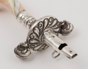 An antique sterling silver and shell baby's rattle by G.E. Walton & Co. of Birmingham, circa 1900, ​​​​​​​11cm long - 2