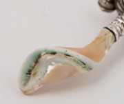 An antique sterling silver and shell baby's rattle by G.E. Walton & Co. of Birmingham, circa 1900, ​​​​​​​11cm long - 3