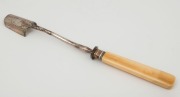 A Georgian stilton scoop, silver plate with bone handle, early to mid 19th century, 25.5cm long - 2