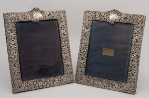 A fine pair antique English sterling silver picture frames, retailed by WILLIAM EASY & Co. of Sydney, late 19th century, 29.5 x 22cm