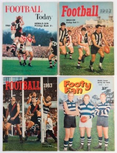 Herald-Sun Privilege Books: "Football Today 1961", "Football 1962" and "Football 1963"; together with "Footy Fan Magazine (Vol.1, No.15) 1963 (with Geelong's Fred Wooller, Bob Davis and John Devine on the front cover). (4 items).
