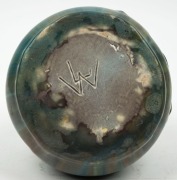 ARTIST UNKNOWN pottery vase with applied gumnuts and leaves, possibly a MASHMAN worker's piece, incised "L.W.", 14.5cm high, 14cm wide - 3