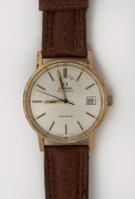 OMEGA "GENEVE" automatic wristwatch in rolled gold and stainless steel case with silver dial, date window and baton numerals, circa 1960, 3.8cm wide including crown