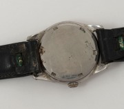 OMEGA manual wristwatch in stainless steel case with silver dial, Arabic numerals and black leather band, circa 1950. 3.5cm wide including crown - 2