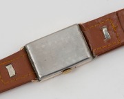 OMEGA manual wristwatch in rectangular rolled gold and stainless steel case with gold dial, subsidiary second hand, circa 1940. 2.2cm wide including crown - 3