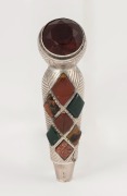 A sterling silver, agate and semiprecious stone brooch, 19th/20th century, ​​​​​​​7.5cm long