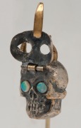 An unusual devil's head stickpin, 18ct gold and opal, 8.5cm high, 4.75 grams - 3