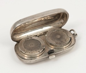 An antique sterling silver double sovereign case, made in Birmingham, circa 1894, ​​​​​​​6cm wide overall