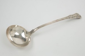 A Georgian sterling silver King's pattern ladle by Charles Boyton of London, circa 1836, 34cm high, 344 grams