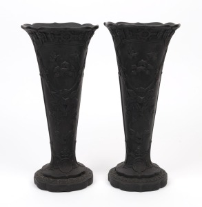 WEDGWOOD pair of black basalt porcelain vases, late 19th century, impressed "Wedgwood", 29cm high