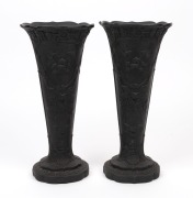 WEDGWOOD pair of black basalt porcelain vases,&nbsp;late 19th century, impressed "Wedgwood", 29cm high