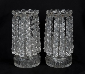 A pair of antique cut crystal lustres, early to mid 19th century, 24cm high