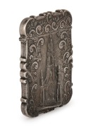 NATHANIEL MILLS "SCOTT'S MEMORIAL" antique English sterling silver card case, stamped "N.M.", Birmingham, mid 19th century, 9cm high, 62 grams - 2