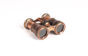 London Aero Touring Club binoculars in case, early 20th century. The club was an early forerunner to the Royal Flying Corp which then became the RAF.
