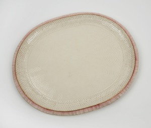 BELLEEK antique Irish porcelain platter, 19th century, black factory mark to base, ​​​​​​​43.5cm wide