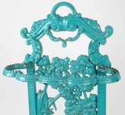 An antique English cast iron umbrella stand with blue finish, 19th century, 68cm high - 4