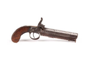 Percussion cap English pistol with octagonal barrel, early to mid 19th century