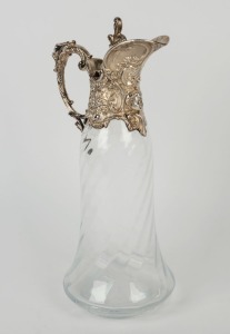 An antique claret jug with silver plated mounts, 19th/20th century, 33cm high