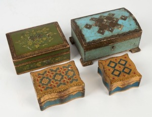 Four assorted Florentine table boxes, 20th century, ​​​​​​​the largest 16cm wide