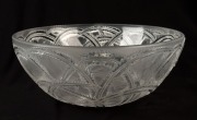 LALIQUE French art glass fruit bowl with bird motif, engraved "Lalique, France", 9.5cm high, 23.5cm diameter