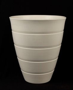 KEITH MURRAY Wedgwood cream porcelain vase, stamped "K. M. Wedgwood of Etruria & Barlaston", 23.5cm high