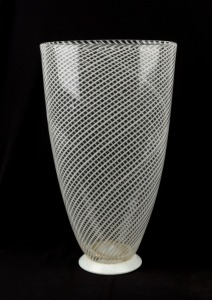 A Murano glass vase with white swirling design, mid 20th century, 26cm high