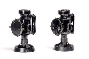 GUNNERS LAMPS: A pair of WW1 period artillery siege lamps with Defence Department stamps. 20cm