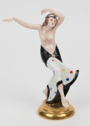 A pair of German Art Deco porcelain statues of dancing women, circa 1930s, stamped "Germany", ​​​​​​​22cm and 24cm high - 2