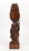 Maori warrior statue, carved wood and paua shell,20th century, ​​​​​​​39cm high - 2
