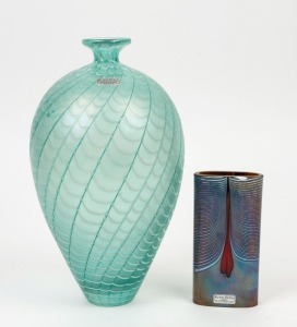 KOSTA BODA two Swedish art glass vases by Bertil Vallien, both signed to base, 27cm high and 13cm high