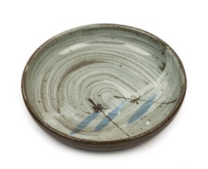SHOJI HAMADA pottery bowl in original box, ​​​​​​​4cm high, 21cm diameter