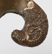 A Georgian style boudoir chair with ram's head decoration and copper and brass veneer, 20th century,&nbsp; 90cm high, 58cm wide - 2