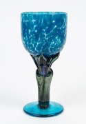 HEANEY GLASS Australian iridescent art glass goblet by Colin Heaney,engraved "C. Heaney, 2001", with original foil label,19cm high - 3