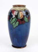 ROYAL DOULTON stone ware floral vase on blue ground, early 20th century, impressed&nbsp;factory mark to base, 23.5cm high - 2