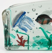 CENEDESE "Aquarium" Murano glass fishblock including two fish, seahorse, jellyfish, coral and seaweed, designed by ALFREDO BARBINI. ​​​​​​​Note: Made from four laminated sections of glass rather than the usual three, an impressive piece. 16cm high, 35cm w - 5