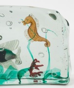 CENEDESE "Aquarium" Murano glass fishblock including two fish, seahorse, jellyfish, coral and seaweed, designed by ALFREDO BARBINI. ​​​​​​​Note: Made from four laminated sections of glass rather than the usual three, an impressive piece. 16cm high, 35cm w - 7