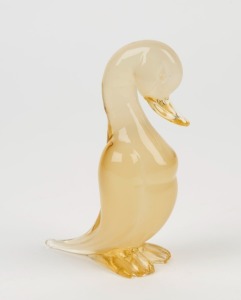 V. NASON Murano glass duck statue, with original label "V. Nason & C., Murano, Italy", 13cm high