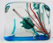 Murano glass aquarium fishblock with single fish, 10cm high, 13cm wide, 4.5cm deep - 2